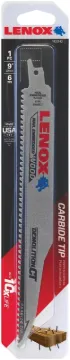 Lenox Demolition CT 1832143 Reciprocating Saw Blade, 1 in W, 9 in L, 6 TPI, Carbide Cutting Edge