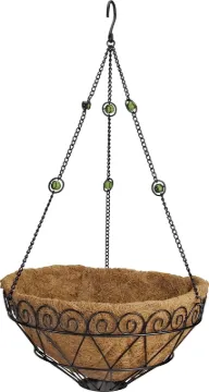 Landscapers Select T0017-3L Hanging Planter with Coconut Fiber Liner, Circle, 22 lb Capacity, Natura