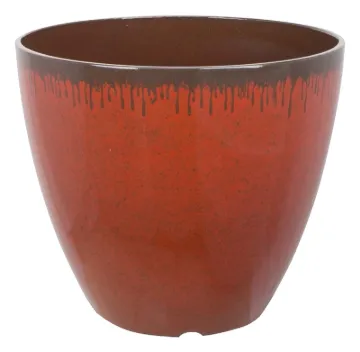 Landscapers Select Planter, 12 in Dia, Round, Resin, Red, Mocha Drip