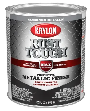 Krylon Rust Tough K09717008 Metallic Paint, Metallic Aluminum, 1 qt