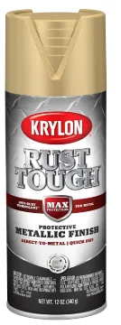 Krylon Rust Tough K09273008 Rust-Preventative Enamel Spray Paint, Metallic, Gold, 12 oz, Can