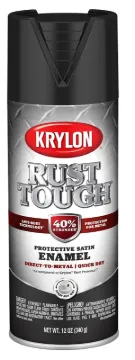 Krylon Rust Tough K09269008 Rust-Preventative Enamel Spray Paint, Satin, Black, 12 oz, Can