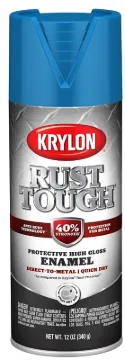 Krylon Rust Tough K09271008 Rust-Preventative Enamel Spray Paint, Gloss, Safety Blue, 12 oz, Can