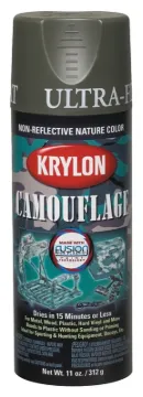 Krylon K04293777 Camouflage Spray Paint, Ultra Flat, Olive, 12 oz, Can