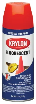 Krylon K03101007 Fluorescent Spray Paint, Gloss, Orange/Red, 11 oz, Can