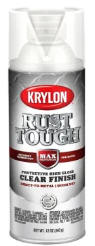 Krylon Rust Tough K09247008 Rust-Preventative Enamel Spray Paint, Gloss, Clear, 12 oz, Can