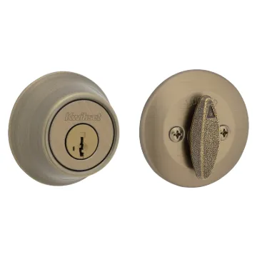 Kwikset 660 5 RCAL RCS Deadbolt, Different, Smartkey Key, Steel, Antique Brass, 2-3/8 to 2-3/4 in Ba