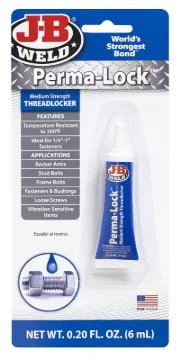 J-B WELD Perma-Lock 24206 Threadlocker, Liquid, Mild Organic, Blue, 6 mL