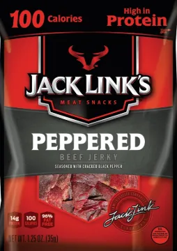 Jack Link's 10000008421 Beef Jerky, Peppered Flavor, 1.25 oz Pouch