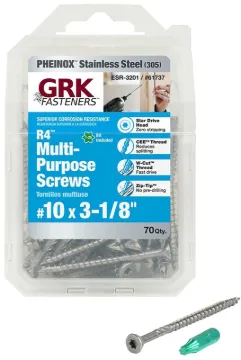 GRK Fasteners 61737 Framing and Decking Screw, #10 Thread, 3-1/8 in L, W-Cut Thread, Flat Head, Star