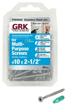 GRK Fasteners 61733 Framing and Decking Screw, #10 Thread, 2-1/2 in L, W-Cut Thread, Flat Head, Star