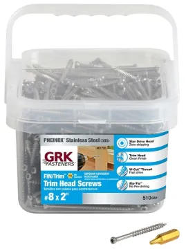 GRK Fasteners 61728 Finishing Screw, #8 Thread, 2 in L, W-Cut Thread, Trim Head, Star Drive, 305 Sta