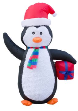 Hometown Holidays 90519 Inflatable Bear Moose Penguin, 4 ft H, Black/Brown/Green/Red/White, LED Bulb