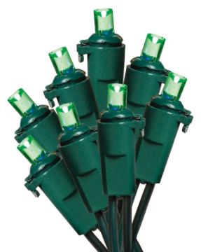 Hometown Holidays U15E302F Light Set, Christmas, 120 V, 4.8 W, 70-Lamp, LED Lamp, Green Lamp, 18.58