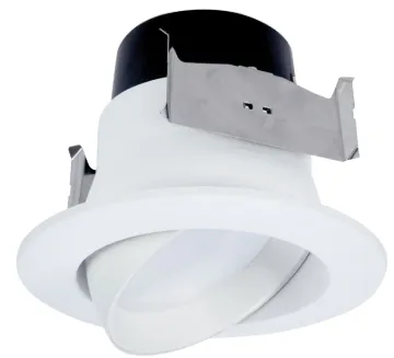 HALO LA4 LA4069301EWH Adjustable Gimbal, 9 W, 120 VAC, 1-Lamp, LED Lamp, White, Matte