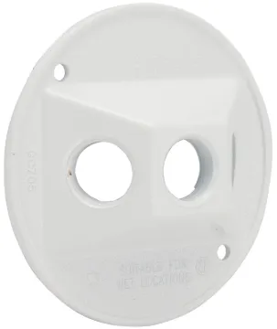 BELL 5197-6 Electrical Box Cover, 4-1/8 in Dia, 1.094 in L, Round, Aluminum, White, Powder-Coated