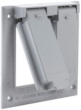HUBBELL 5145-0 Cover, 4-1/2 in L, 4-9/16 in W, Aluminum, Gray, Powder-Coated