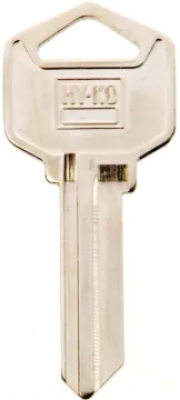 HY-KO 11010EZ1 Key Blank, Brass, Nickel, For: LSDA Cabinet, House Locks and Padlocks