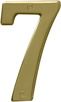 HY-KO Prestige Series BR-51PB/7 House Number, Character: 7, 5 in H Character, Brass Character, Solid