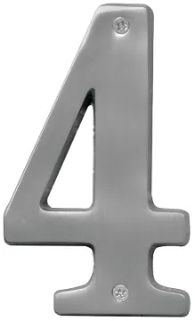 HY-KO Prestige Series BR-51SN/4 House Number, Character: 4, 5 in H Character, Nickel Character, Bras