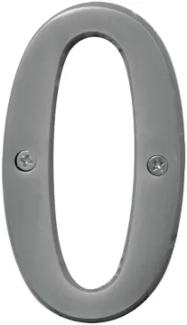 HY-KO Prestige Series BR-43SN/0 House Number, Character: 0, 4 in H Character, Nickel Character, Soli