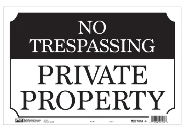 HY-KO SS-60 Property Sign, NO TRESPASSING PRIVATE PROPERTY, Black/White Legend, Black/White Backgrou