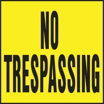 HY-KO YP-7 Novelty Lawn Sign, Square, NO TRESPASSING, Black Legend, Yellow Background, Plastic