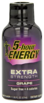 5-hour ENERGY 728127 Sugar-Free Energy Drink, Liquid, Grape Flavor, 1.93 oz Bottle