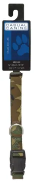 CASUAL CANINE ZA6741 18 43 Dog Collar, D-Ring Link, 18 to 26 in L Collar, 1 in W Collar, Nylon, Gree