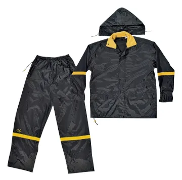CLC R1032X Rain Suit, 2XL, 190T Nylon, Black/Yellow, Detachable Collar, Zipper Closure