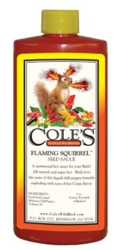 Cole's Flaming Squirrel Seed Sauce FS08 Bird Seed, Cajun Flavor, 8 oz Bottle