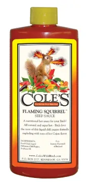 Cole's Flaming Squirrel Seed Sauce FS08 Bird Seed, Cajun Flavor, 8 oz Bottle