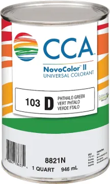 CCA NovoColor II 8821N Universal Colorant, Liquid, Paint, Phthalo Green, 1 qt