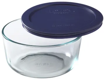 PYREX 6017398 Storage Plus Bowl, 4 Cups Capacity, Glass/Plastic, Navy Blue