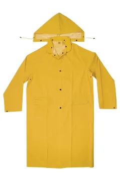 CLC CLIMATE GEAR Series R105X Protective Coat, XL, PVC, Yellow, Detachable Collar, Snap Front Closur