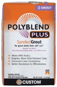 CUSTOM Polyblend Plus PBPG64625 Sanded Grout, Powder, Characteristic, Coffee Bean, 25 lb Bag