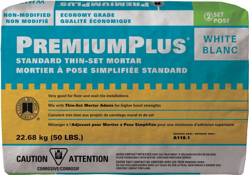 CUSTOM CPTSW50 ThinSet Mortar, White, Powder, 50 lb Bag Plastic Express Inc.