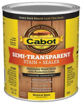 Cabot 140.0000306.005 Deck and Siding Stain, Neutral Base, Liquid, 1 qt