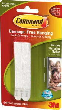 Command 17207 Picture Hanging Strip, 3 lb/set, Foam, White