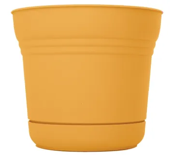 Bloem SP1223 Planter, 12 in Dia, 12.3 in W, Saturn Design, Earthy Yellow, Matte