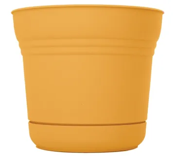 Bloem SP0723 Planter, 7 in Dia, 7.3 in W, Saturn Design, Earthy Yellow, Matte