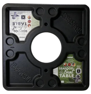 Bayou Classic 300-444 Seafood/Event Table, 40-1/2 in W, 40-1/2 in D, Square Table, ABS Table, Black