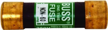 Bussmann NON-60 Fuse, 60 A, 250 VAC, 125 VDC, 50 kA Interrupt, Melamine Body, Cartridge Fuse