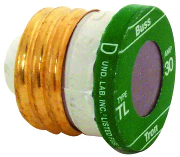 Bussmann TL-30 Plug Fuse, 30 A, 125 V, 10 kA Interrupt, Plastic Body, Low Voltage, Time Delay Fuse