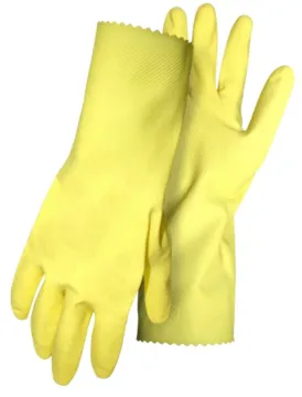 BOSS 958L Gloves, L, 12 in L, Latex, Yellow