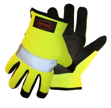 BOSS 991L High-Visibility, Reflective Mechanic Gloves, L, Open Cuff, Synthetic Leather