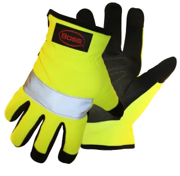BOSS 991M High-Visibility, Reflective Mechanic Gloves, M, Open Cuff, Synthetic Leather