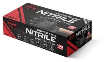 BOSS B21051-XL Disposable Gloves, XL, Nitrile, Black
