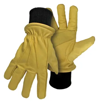 BOSS 4190-L Driver Gloves, L, Keystone Thumb, Knit Wrist Cuff, Cow Leather