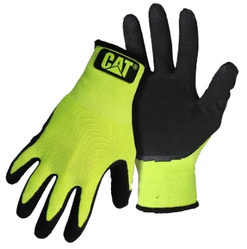 BOSS CAT017418X High-Visibility Gloves, XL, Knit Wrist Cuff, Latex Coating, Polyester Glove, Black/G